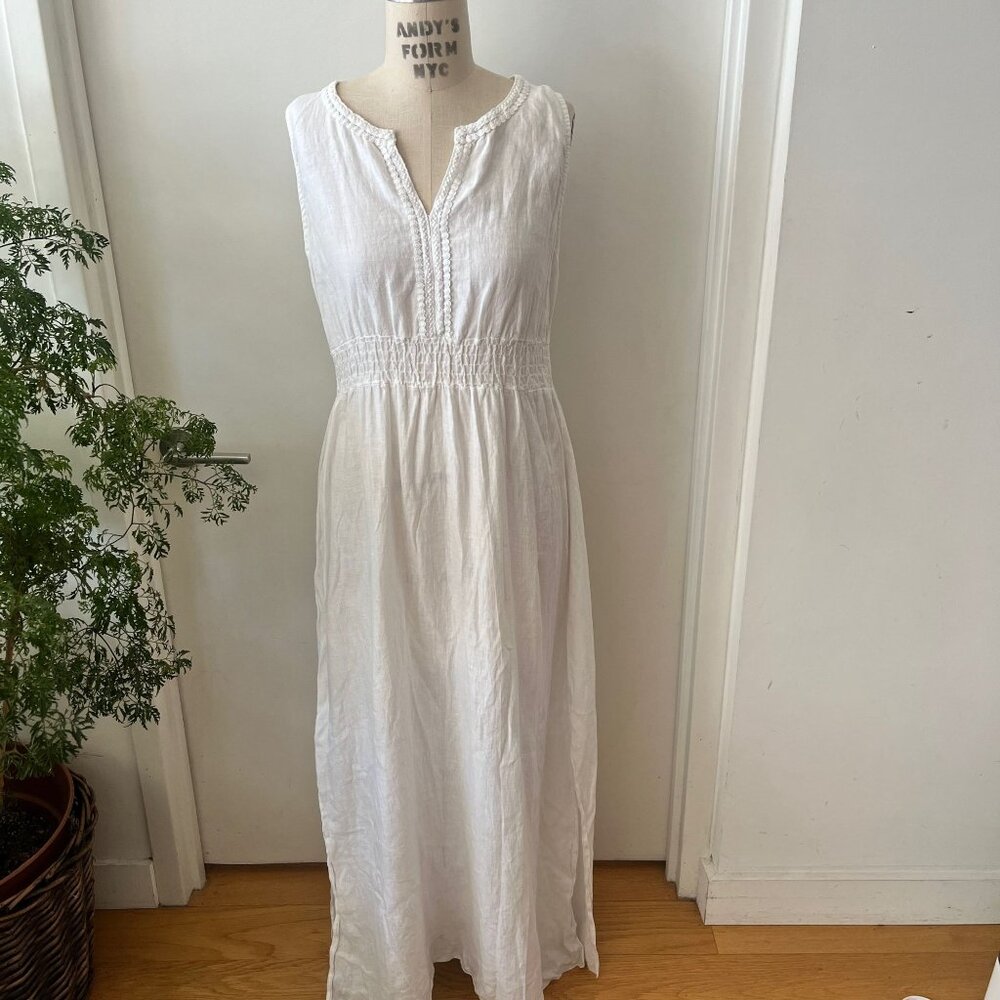 TERZO MILLENNIO White‎ Italian Linen Maxi Dress Size Large